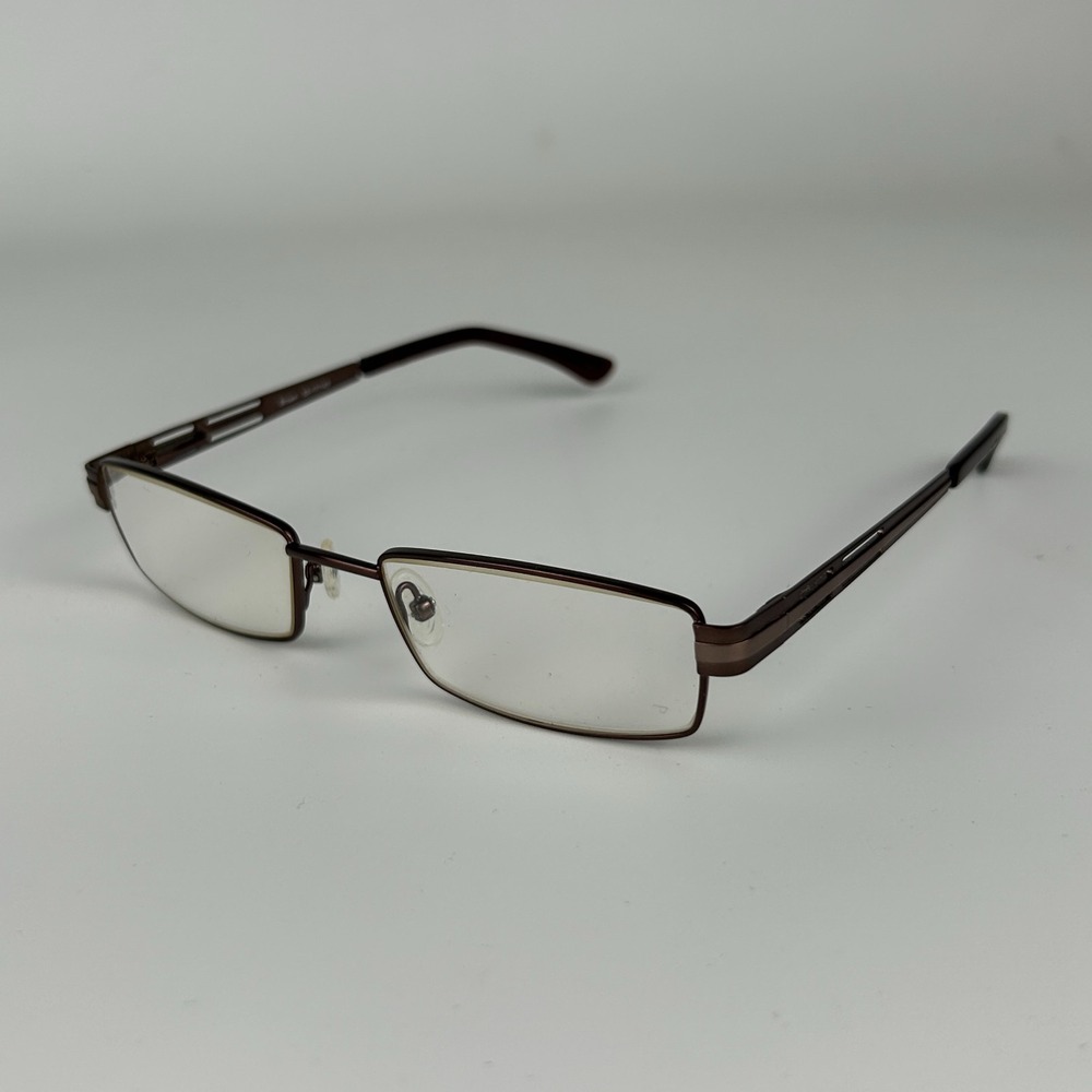 La Scala 739 Men's Eyeglasses Frame‎ Brown Metal Rectangle Full Rim 52-17-140 mm